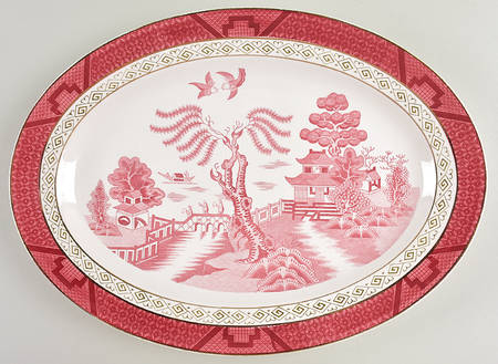 Pink Red Willow 16" Oval Serving Platter by Nikko