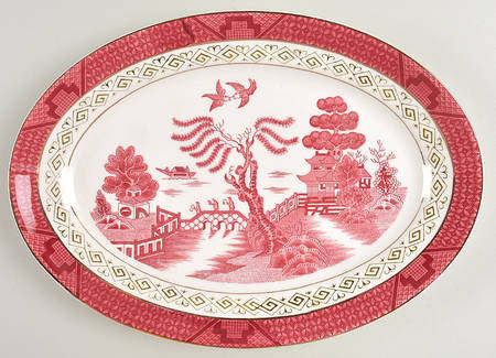 Pink Red Willow 12" Oval Serving Platter