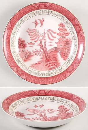 Pink Red Willow Coupe Soup Bowl