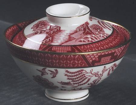 Pink Red Willow Rice Bowl & Lid