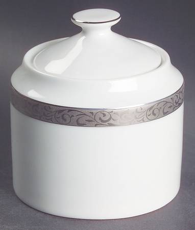 Platinum Filigree Sugar Bowl & Lid