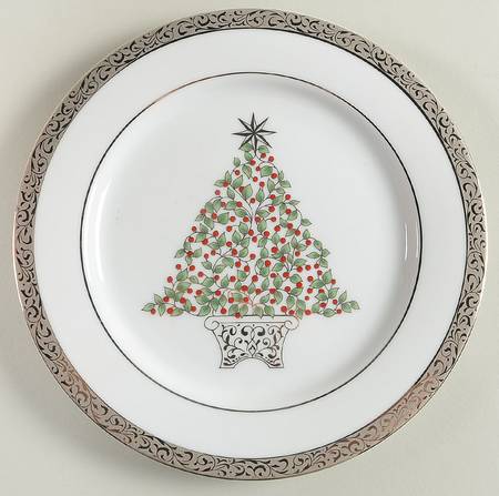 Platinum Filigree Accent Salad Plate