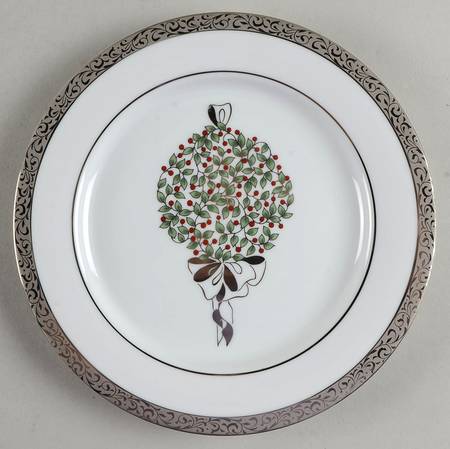 Platinum Filigree Accent Salad Plate