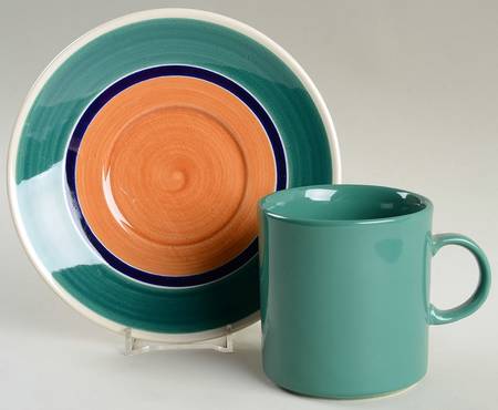 Potter's Wheel Green Flat Cup & Saucer Set