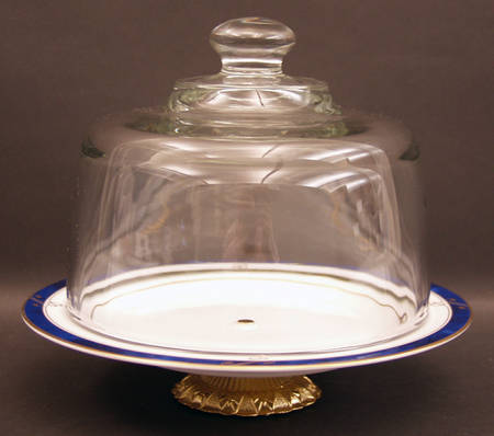 Sapphire 6 1/2"-7 1/2" Footed Cheese Plate w/ Glass Dome HC