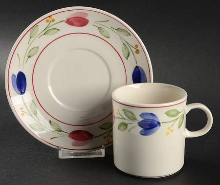 Spring Tulips Flat Cup & Saucer Set