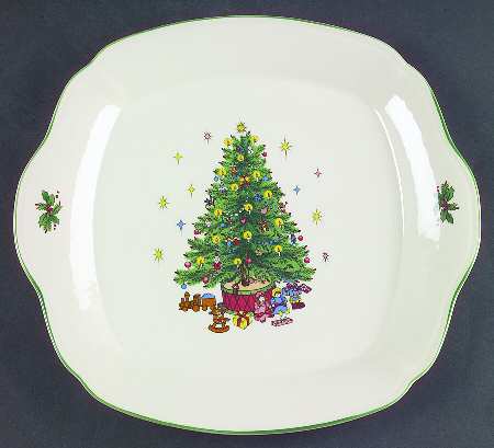Tis The Season Square Handled Cake Plate