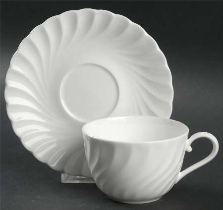 White Elegance Flat Cup & Saucer Set
