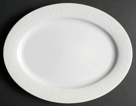 White Lace Gold 14" Oval Serving Platter