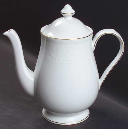 White Lace Gold Coffee Pot & Lid
