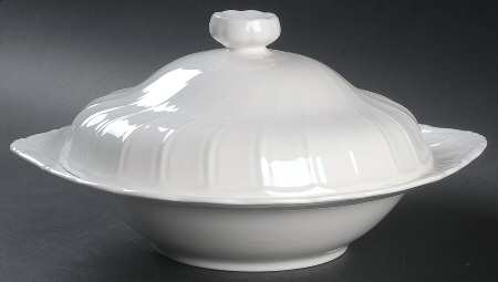 White Satin Round Covered Vegetable