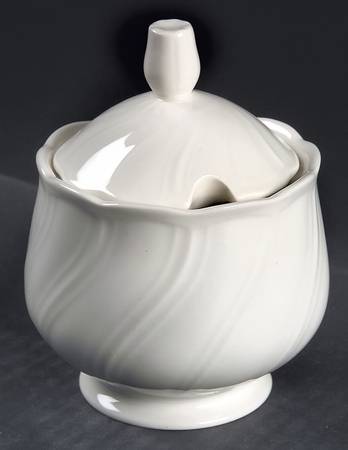 White Satin Sugar Bowl & Lid