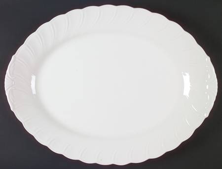 White Satin 17" Oval Serving Platter