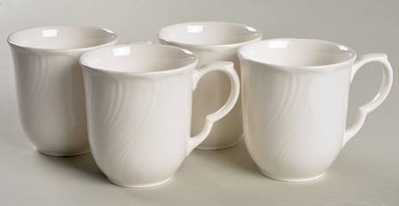 White Satin Mug - Set of 4