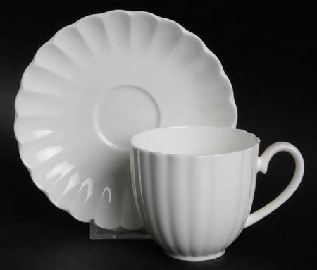 White Tie Flat Cup & Saucer Set