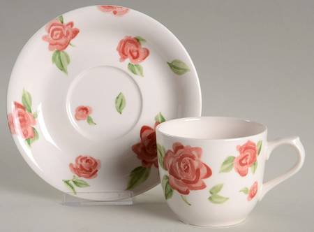 Wild Roses Flat Cup & Saucer Set