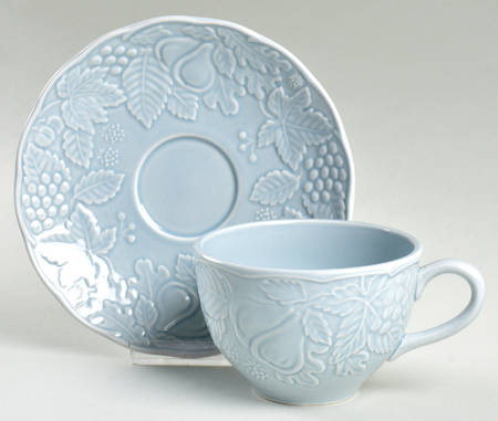 Woodbury Blue Flat Cup & Saucer Set