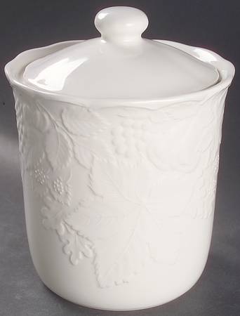 Woodbury White Large Canister & Lid