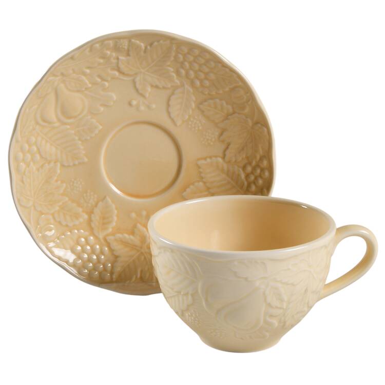 Woodbury Yellow Flat Cup & Saucer Set