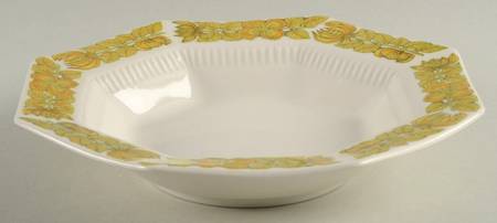Yellow Bouquet Rim Soup Bowl