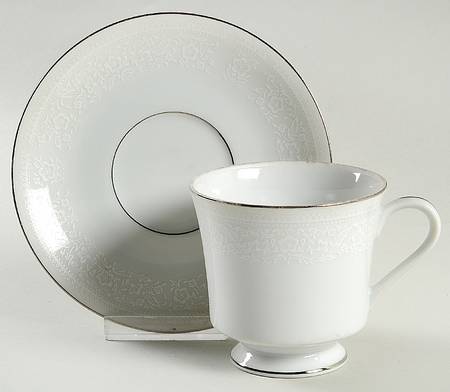 Cluny Lace Footed Cup & Saucer Set by Nitto