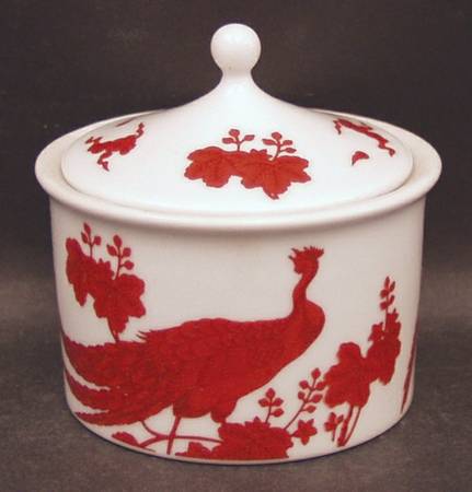 Red Peking Peacock Sugar Bowl & Lid