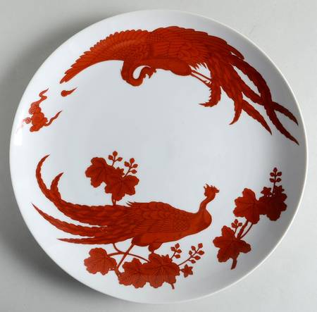 Red Peking Peacock 12" Chop Plate (Round Platter)