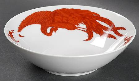 Red Peking Peacock Coupe Cereal Bowl
