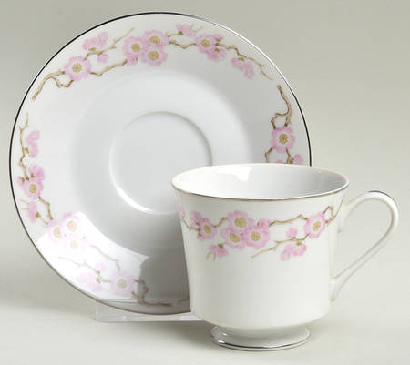 Cherry Blossom Footed Cup & Saucer Set