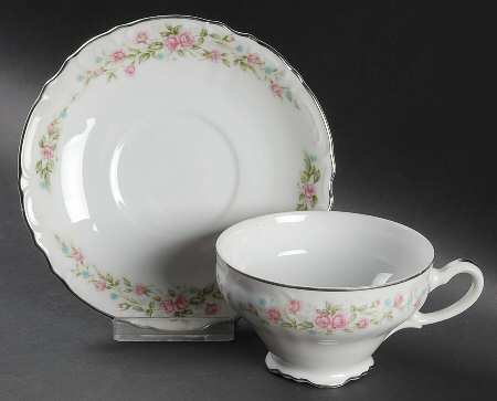 Colonial Rose Footed Cup & Saucer Set