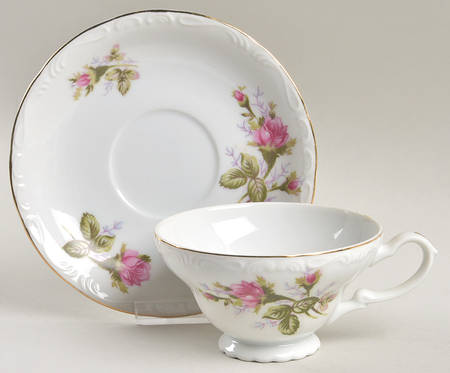 Mose Rose Footed Cup & Saucer Set by Norleans