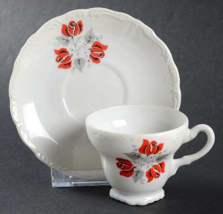 Trailing Rose Footed Demitasse Cup & Saucer Set