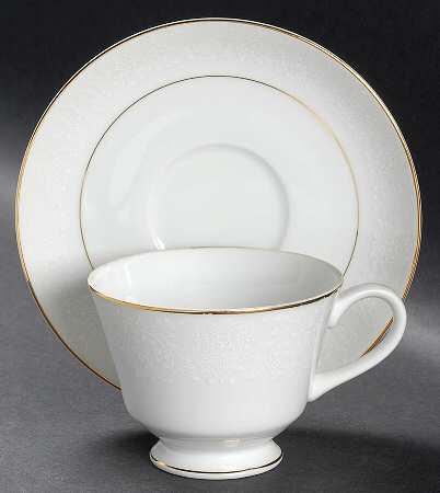 White Lace Footed Cup & Saucer Set