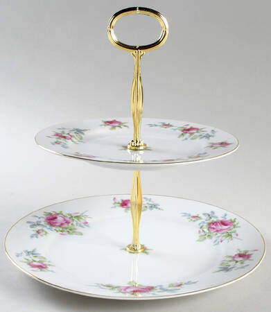 Dresden Rose 6 5/8"-10"  2 Tiered Serving Tray (Dp, Sp) HC