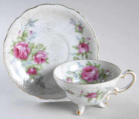 Dresden Rose Footed Cup & Saucer Set