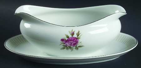 Embassy Rose Gravy Boat with Attached Underplate