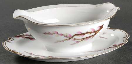 Pussy Willow Gravy Boat with Attached Underplate