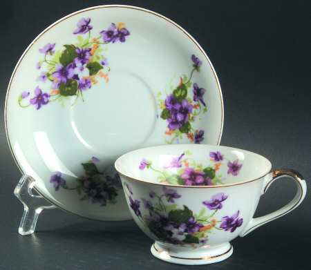 Sweet Violets Footed Cup & Saucer Set