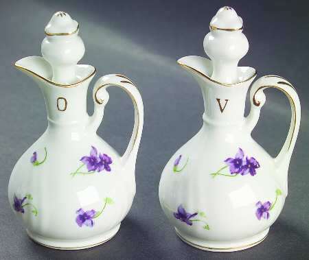 Sweet Violets Vinegar and Oil Set with Stoppers