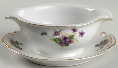 Sweet Violets Gravy Boat with Attached Underplate