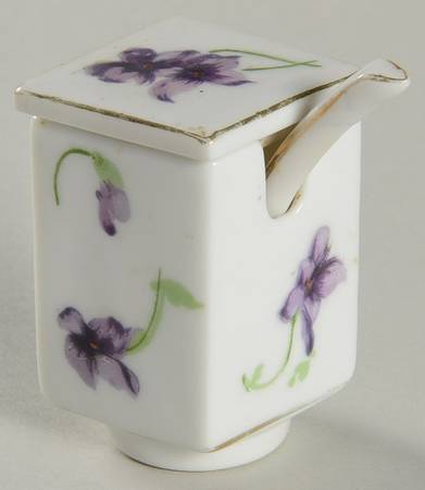 Sweet Violets Mustard Jar & Lid with Spoon