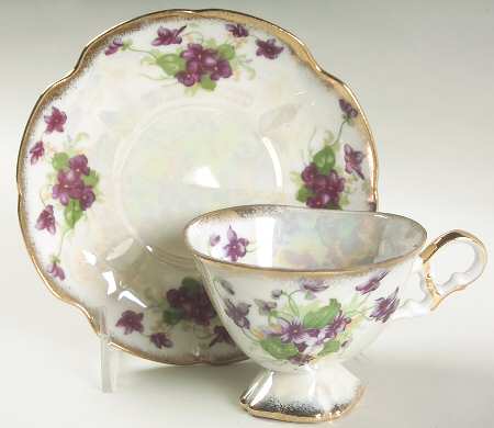 Sweet Violets Footed Cup & Saucer Set