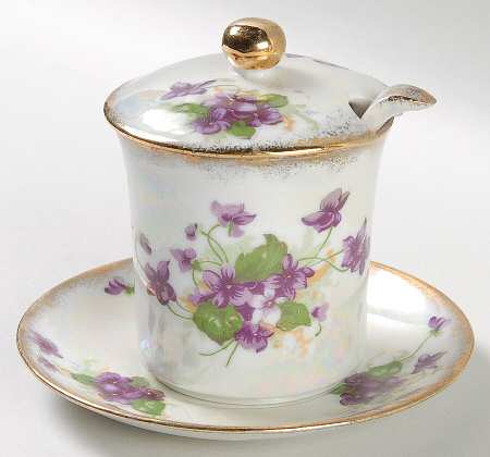 Sweet Violets Jam/Jelly & Lid W/Underplate