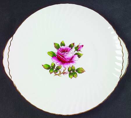 Carleton Rose Handled Cake Plate