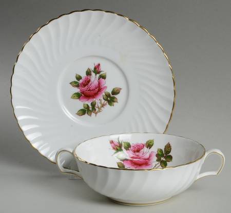 Carleton Rose Footed Cream Soup Bowl & Saucer Set