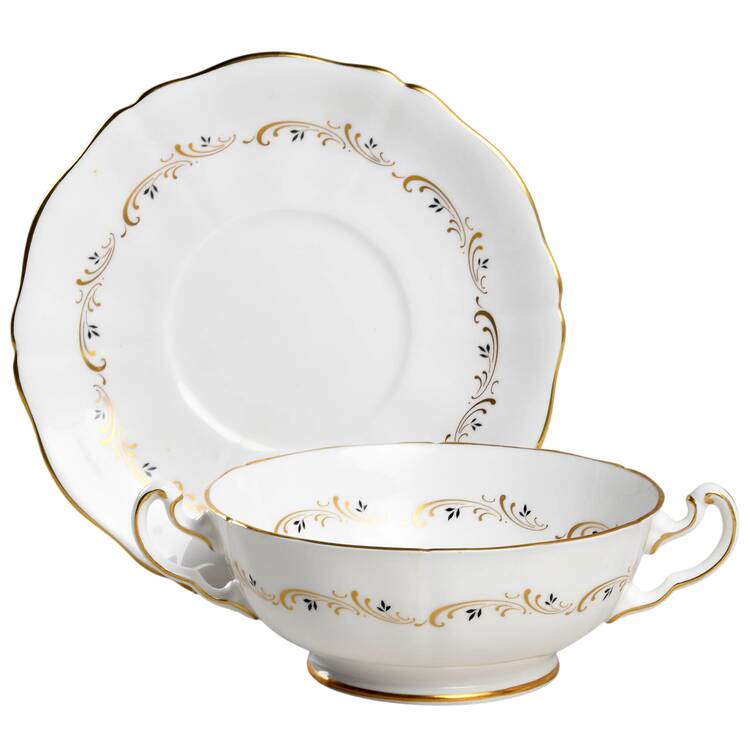 Lake Louise Footed Cream Soup Bowl & Saucer Set