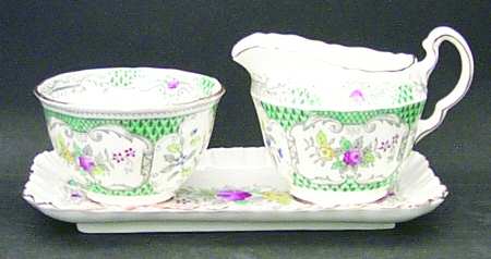 Lowestoft Mini Creamer & Open Sugar with Tray