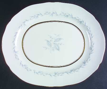 Morning Mist (Scalloped) 15" Oval Serving Platter