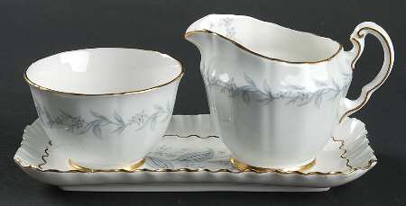 Morning Mist (Scalloped) Mini Creamer & Open Sugar with Tray