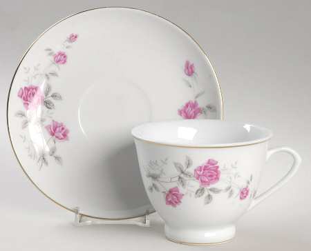 Victorian Rose Rim Footed Cup & Saucer Set